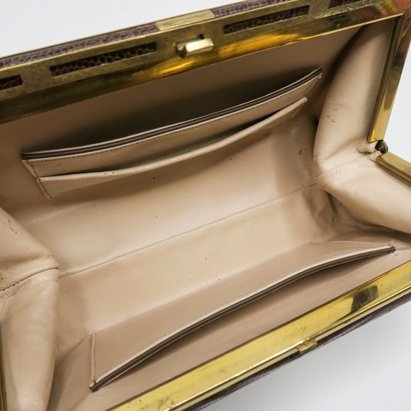 Vintage 50s Roos Atkins Brown Lizard Handbag - Picture 11 of 12